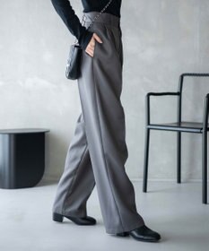 WEGO 【手洗い可】ハイウエストセンタープレスワイドパンツ