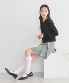 earth music&ecology シアースカラップ透かし編みカーディガン