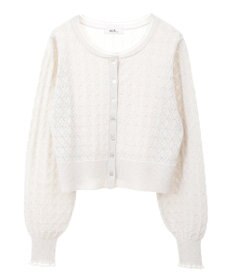 earth music&ecology シアースカラップ透かし編みカーディガン