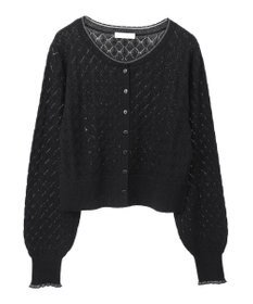 earth music&ecology シアースカラップ透かし編みカーディガン