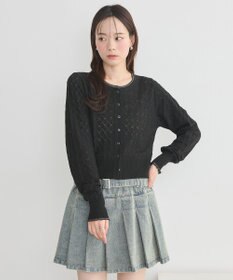 earth music&ecology シアースカラップ透かし編みカーディガン