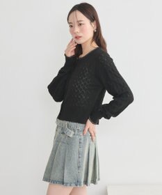 earth music&ecology シアースカラップ透かし編みカーディガン