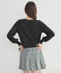 earth music&ecology シアースカラップ透かし編みカーディガン