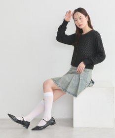 earth music&ecology シアースカラップ透かし編みカーディガン