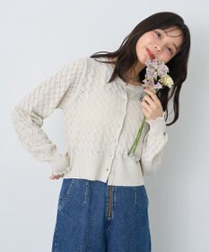earth music&ecology シアースカラップ透かし編みカーディガン