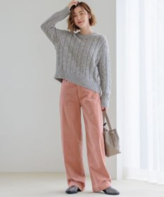 23区 【洗える】23区DENIM ベルベットストレッチ ワイドパンツ