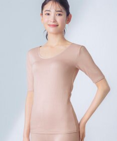 Wing あったかインナー 綿100％(肌側) 軽い シルクプロテイン加工 5分袖 半袖 秋 冬 EL2550 ウイング／ワコール