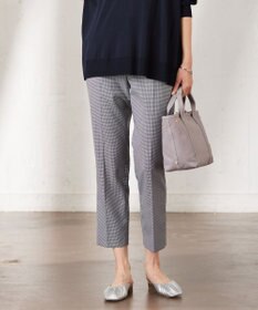 J.PRESS LADIES L 【洗える】シャークスキンハウンドトゥース テーパード パンツ