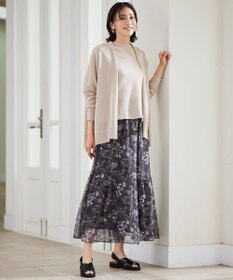 自由区 【セットアップ対応・洗える】ボタニカルフラワープリントティアード スカート