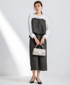 ANY SIS L 【洗える】ツイードコンビ ワンピース