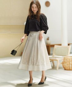 組曲 レースパネルプリント タックフレアスカート