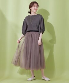 ANY シルケットスムースパフスリーブトップス