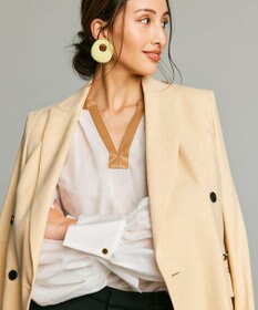 BEIGE， PAULINE / レザーコンビブラウス