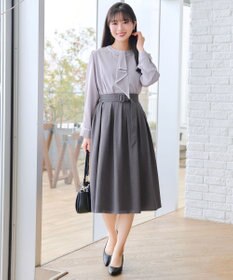 Tiaclasse L 【2WAY・新色追加】取り外し可能な​配色パイピングボウタイブラウス