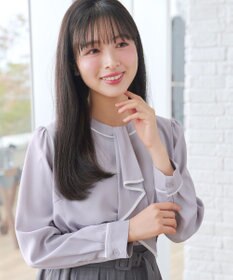 Tiaclasse L 【2WAY・新色追加】取り外し可能な​配色パイピングボウタイブラウス