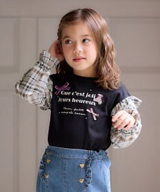 ANY KIDS チェック袖 ドッキング プルオーバー