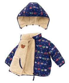 MIKI HOUSE HOT BISCUITS 【80-120cm】 裏ボアフリース リバーシブル総柄ジャンパー