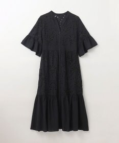 GRACE CONTINENTAL ヤシ柄カットワークワンピース