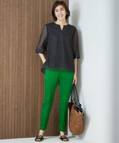 自由区 S 【UVカット・接触冷感・洗える】コットンサテンテーパード パンツ