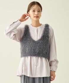 ANY L ロングシャギーニットベスト