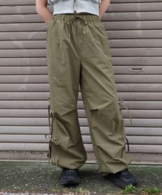 WEGO 【ウエストゴム】サイドリボンパラシュートパンツ