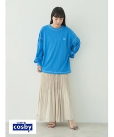 earth music&ecology Ｃｏｓｂｙ×ｅａｒｔｈ　配色ステッチロングＴシャツ