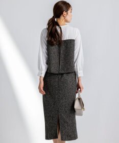 ANY SIS L 【洗える】ツイードコンビ ワンピース