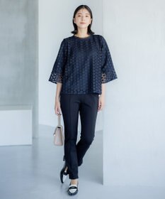 組曲 S 【洗える・ウエストゴム仕様】ハイパワーストレッチサイドスリット パンツ