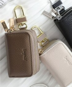 style code 【Ungrid/アングリッド】本革スマートキーケース  車 ダブルファスナー ダブル ポケット  キーチェーン ファスナー カラビナ ギフト