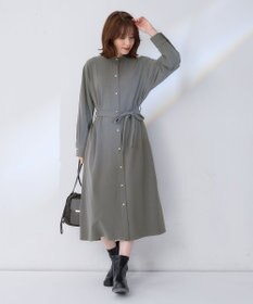 ANY 【洗濯機可能/ストレッチ】ウールライク前開きワンピース