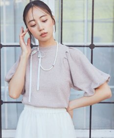 earth music&ecology ラメモールパフスリニットプルオーバー