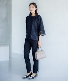 組曲 S 【洗える・ウエストゴム仕様】ハイパワーストレッチサイドスリット パンツ