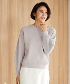 自由区 L 【洗える】パールディティール クルーネックニット