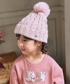 ANY KIDS ケーブルニット帽 ピンク