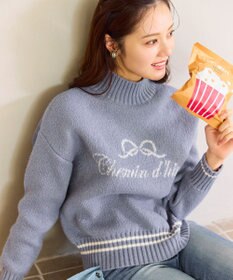 Feroux レタードハイネック プルオーバー スカイブルー系