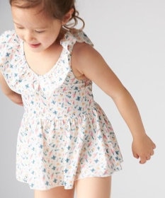 OP／FILA 【marie claire ENFANTS】小花柄編上げAライン水着