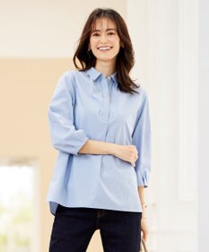 J.PRESS LADIES L 【WEB限定カラーあり・洗える・接触冷感・UVカット・イージーケア】 エステネージュストライプ ブラウス