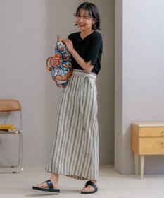 23区 【洗える】リネンストライプ Aライン スカート