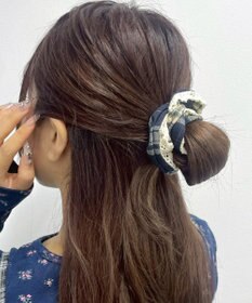 WEGO Lレースフリルラメチェックシュシュ