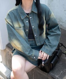 WEGO ヴィンテージウォッシュデニムショートシャツ