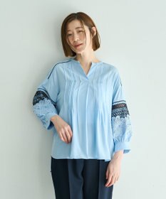 YECCA VECCA レース切替スキッパーブラウス