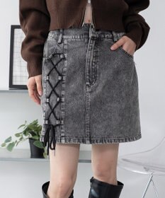 WEGO レースアップハートポケットデニムスカパン