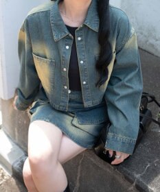 WEGO ヴィンテージウォッシュデニムショートシャツ