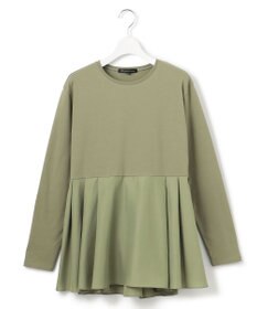 23区 S 【ご好評につき新色追加】ナチュラルコットンベアコンビ ペプラム カットソー