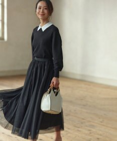 23区 【WEB限定】コットンポリエステル 襟デザイン ニット