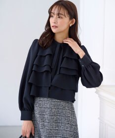 組曲 【KUMIKYOKU NAVY】コンフォータブルドレープ フリルブラウス