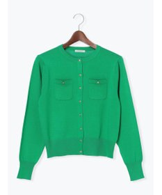 Te chichi 金釦ポケット付きクルーカーディガン