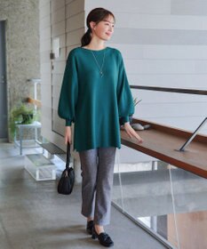 Tiaclasse L 【安田美沙子さん着用・洗える】ボリュームパフスリーブニットチュニック