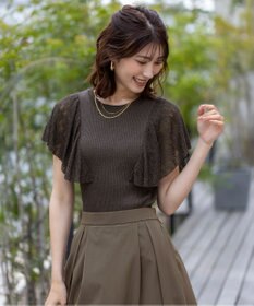 ANY SIS 【洗える】レーシーフレアスリーブ ニット スレート