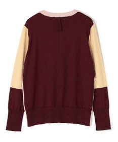 BEIGE， CHLOR / ウールシルク配色クルーネックニット